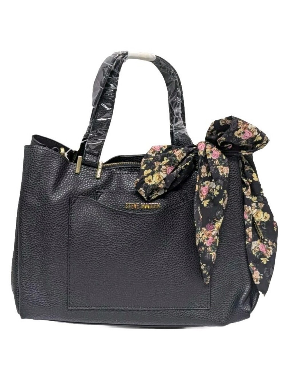Retail $78 Steve Madden Bparker Satchel Floral Scarf Black